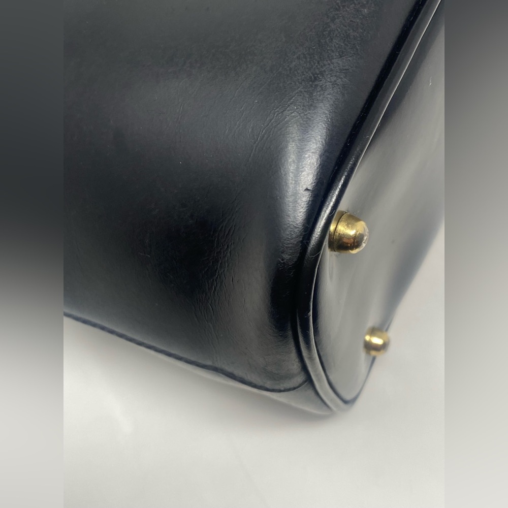 GUCCI Bamboo Clasp Top Hand Bag Leather Black Vintage - Picture 4 of 16